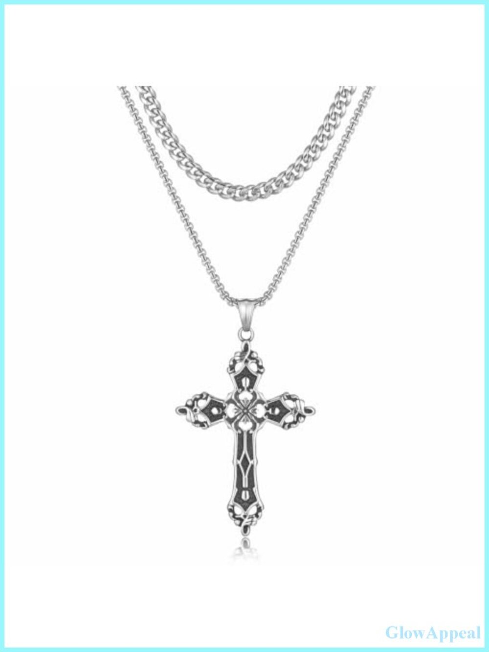 Victorian Gothic Cross Necklace Layered 316L Stainless Steel Jewelry Set